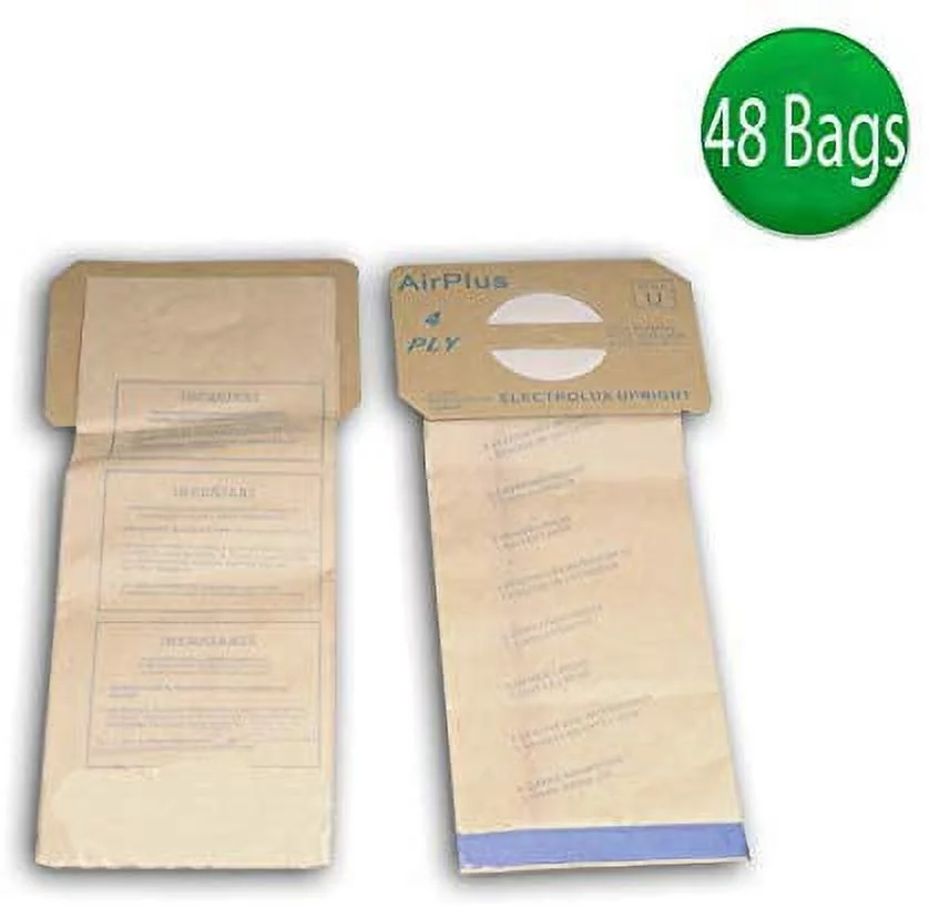 48 Bags For Compatible with Electrolux Discovery Upright Vacuum Type U Paper Bags Part # 138FPC