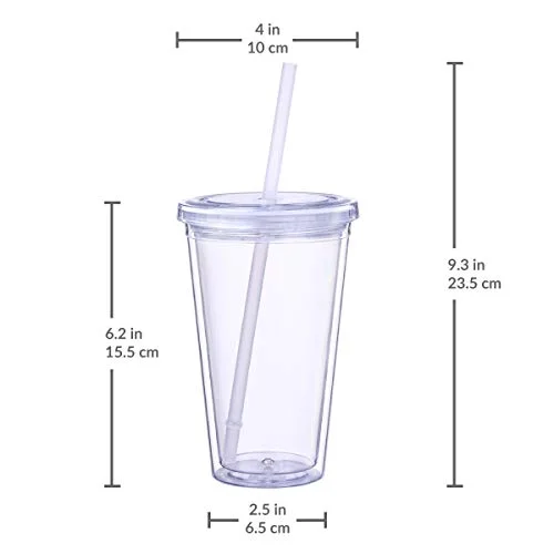 Cupture Classic 16 oz Double Wall Tumbler 12-Pack with Lid & Straw