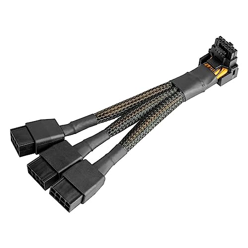 PCIE 5.0 Power Supply 3x8 Pin to 16Pin Mini 12+4Pin 12VHPWR 600W PSU Extension Cable for RTX 3090Ti,4070Ti 4080,4090 Graphics Card ASUS, EVGA, Seasonic Modular Power Supply 16AWG（27.5Inch