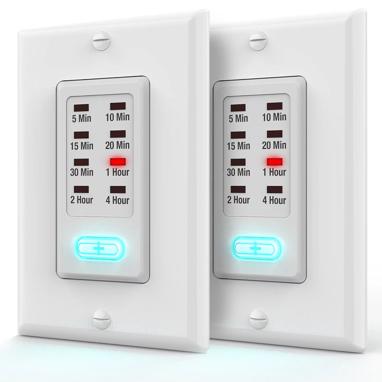 Light Timer Switch UL Listed, Fosmon 9 Setting 1875W in-Wall Countdown Electrical Switch [OFF-5-10-15-20-30 Min, 1-2-4 Hr] Energy Saving for Fans, Vent, Lights, Heaters, Decorative (2 Pack)