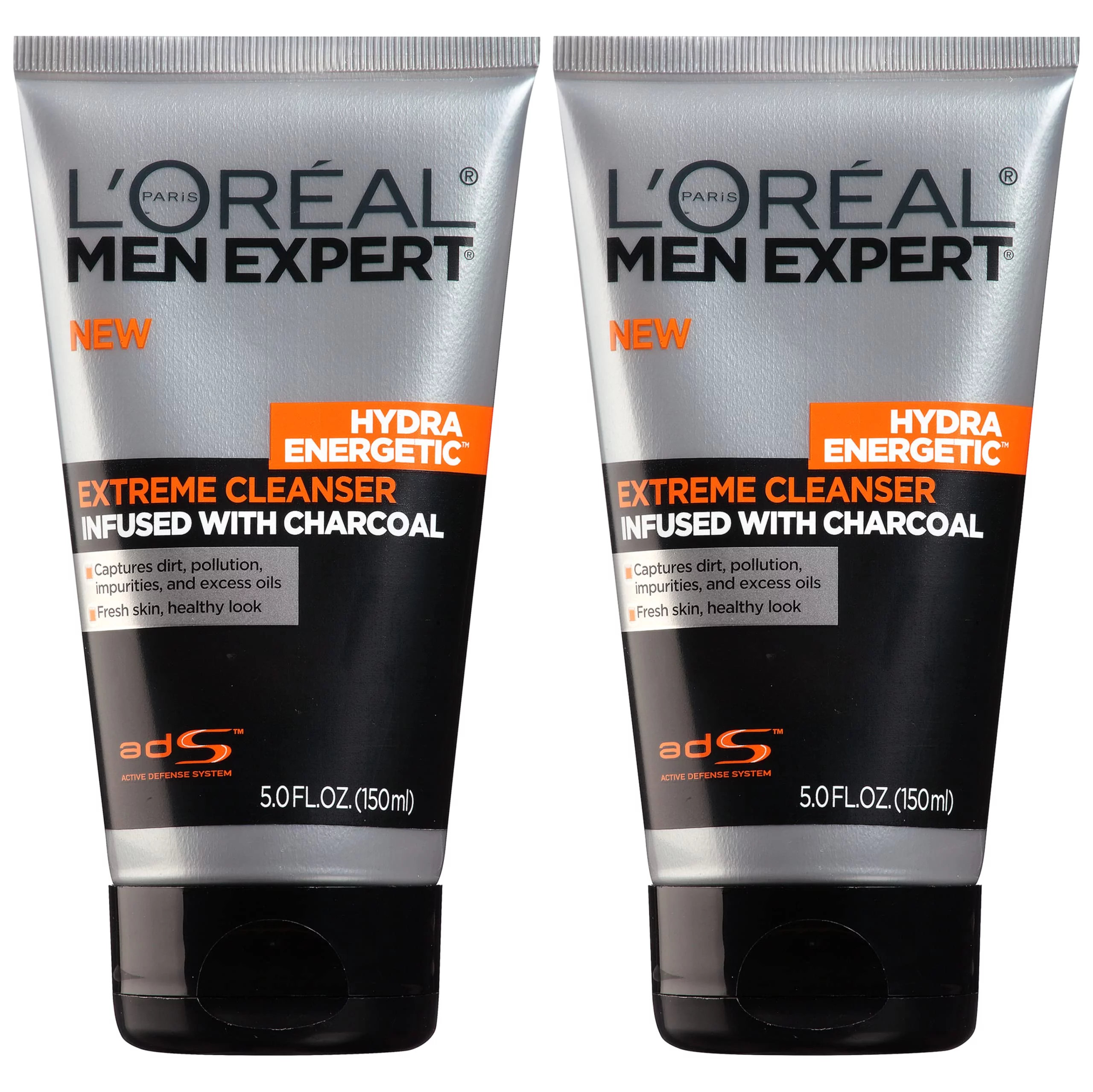 L’Oréal Paris Men Expert Hydra Energetic Daily Facial Cleanser With Charcoal, 2 Ct.