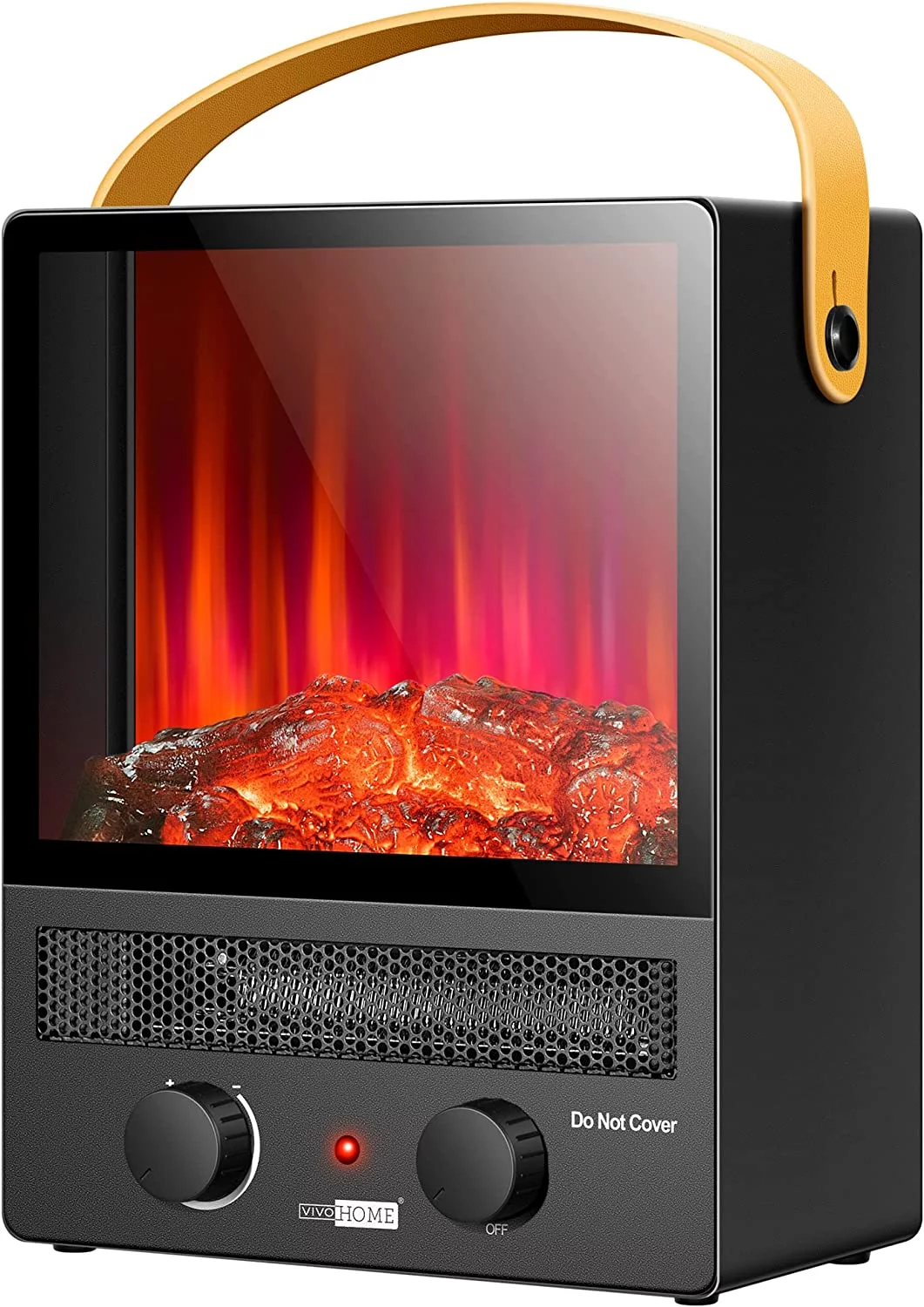 VIVOHOME 750W/1500W  14.6 Inch Mini Portable Electric Fireplace with 3D Realistic Flame Effect, Tip-Over and Overheating Protection