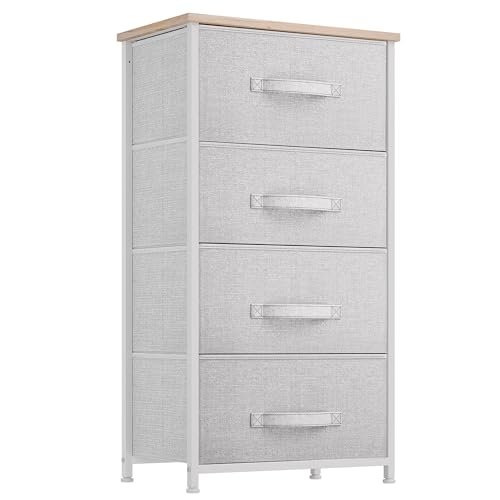 YITAHOME Dresser with 4 Drawers - Fabric Storage Tower, Organizer Unit for Bedroom, Living Room, Hallway, Closets - Sturdy Steel Frame