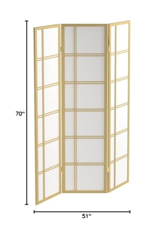 Red Lantern 6 ft. Tall Double Cross Shoji Screen-Grey-3 Panels Room Divider