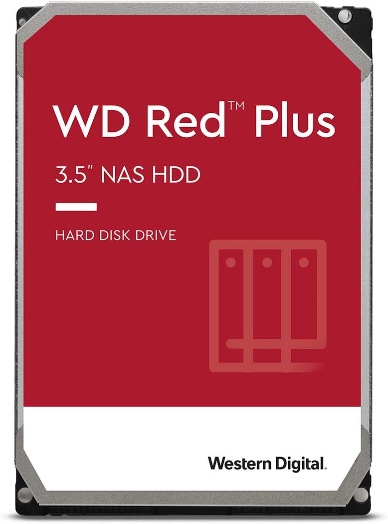 Western Digital 12TB WD Red Plus NAS Internal Hard Drive HDD - 7200 RPM, SATA 6 GB/s, CMR, 512 MB Cache, 3.5 - WD120EFBX
