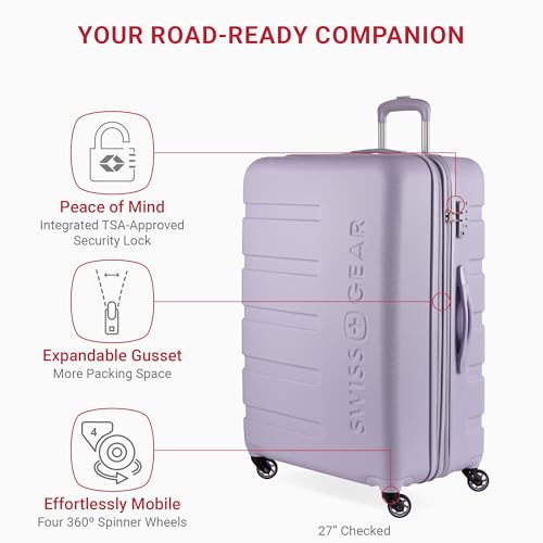 SwissGear 7366 Hardside Expandable Luggage with Spinner Wheels, White, Carry-On 19-Inch
