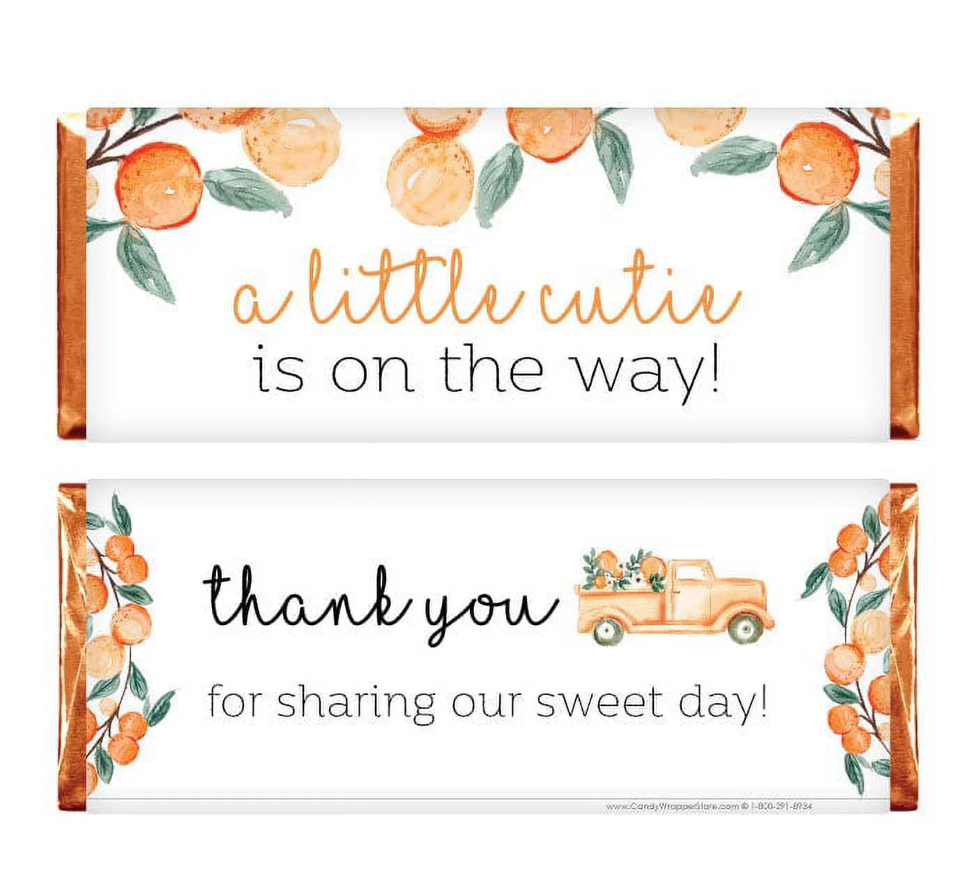 Non-Personalized Little Cutie Baby Shower Candy Bar Wrappers - Set of 36