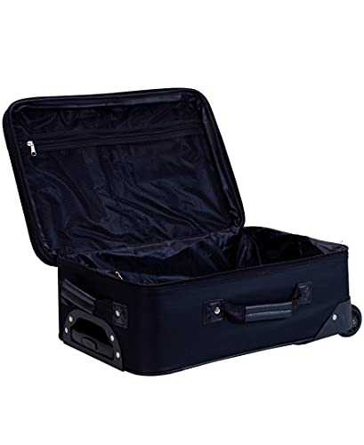 Rockland Fashion Softside Upright Luggage Set, Expandable, Kensington, Black and White, 2-Piece(14/19)