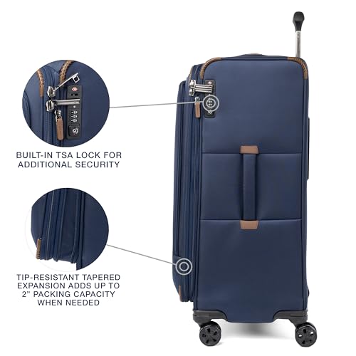 Travelpro Crew Classic Lightweight Softside Expandable Checked Luggage, 8 Wheel Spinner Suitcase, TSA Lock, Men and Women, Checked Large 29-Inch, Patriot Blue