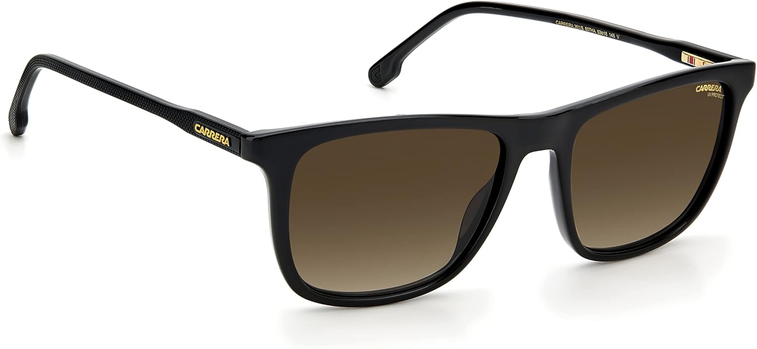 Carrera Men's 261/S Rectangular Sunglasses, Black, 53mm, 18mm