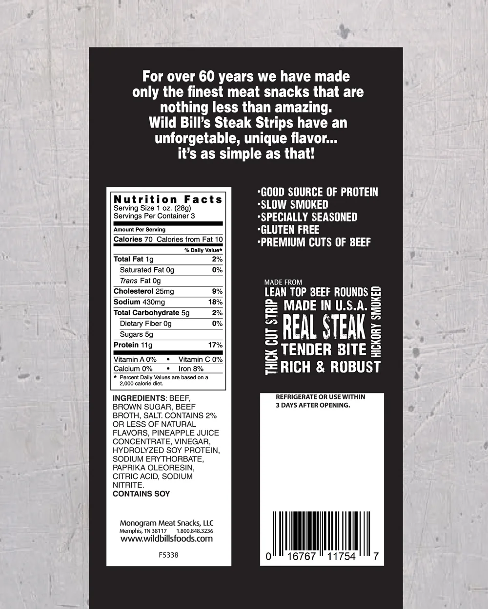 Wild Bill’s Steak Strips 3 Ounce Pack - Thick Cut Strips of Real Steak (3 count)