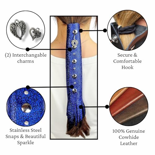 BLUE Glitter Leather Hair Wrap 6