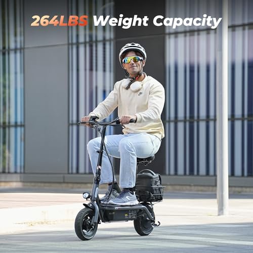 iScooter Electric Scooter with Seat, 37/21 Miles Long Range & 28/19/15.6 MPH Top Speed, 14