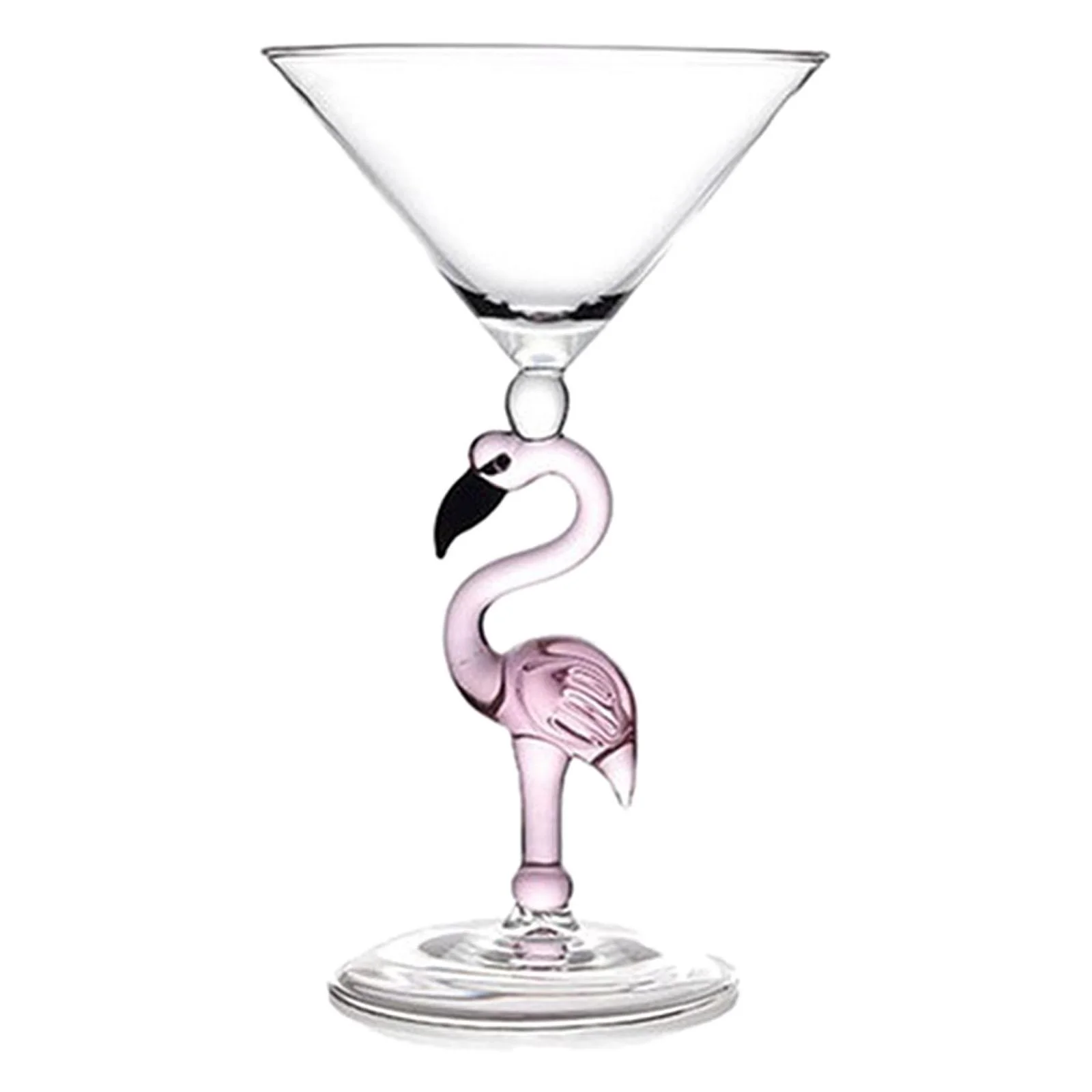 Pink Flamingo Martini Goblet Transparent Drinkware Crystal Champagne Cup for Christmas Cocktail Birthday Parties , 200ML