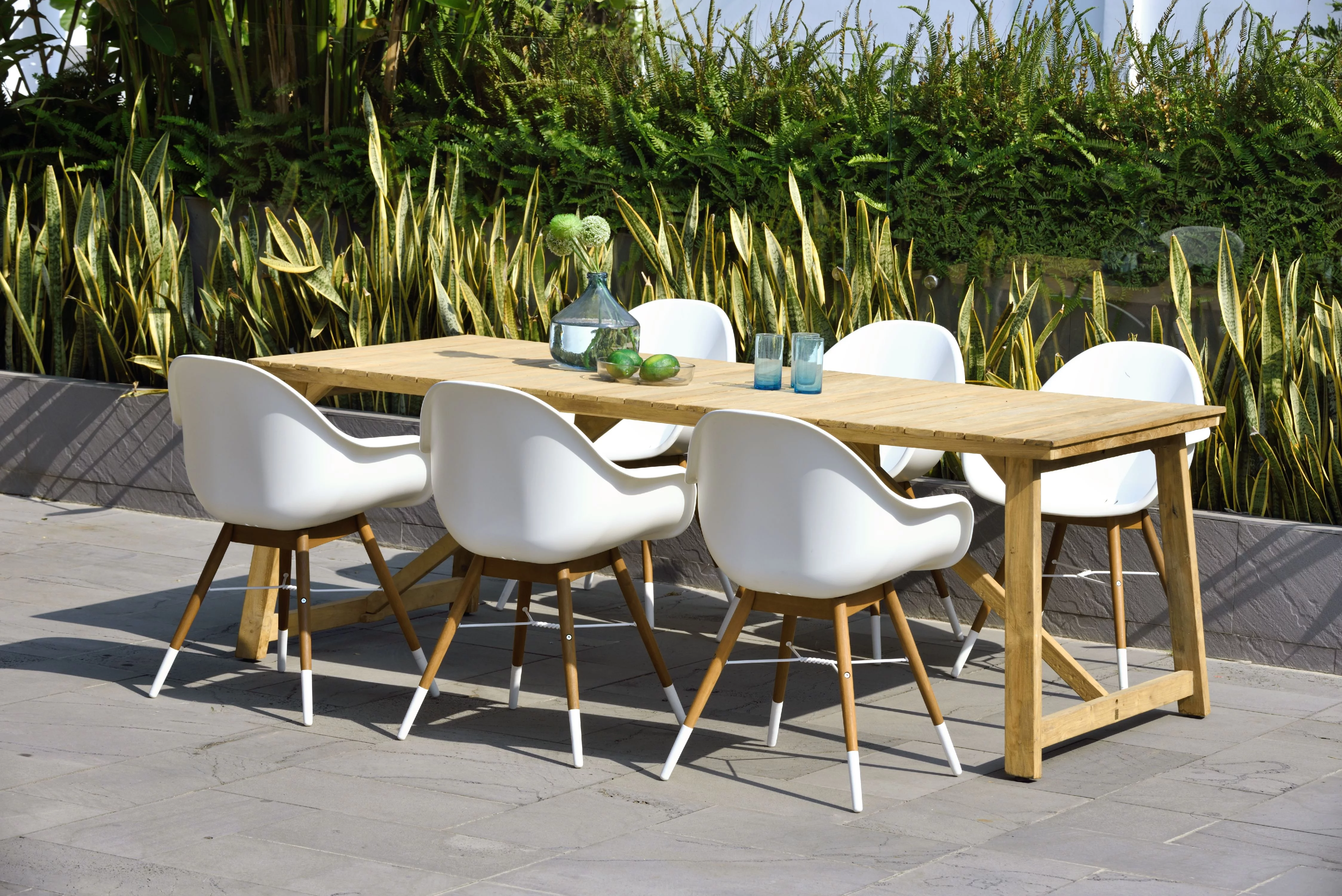 Amazonia Medran Reclaimed Teak 7 Pieces Rectangular Patio Dining set, Seating Capacity: 6, Items Included: Chairs and Table