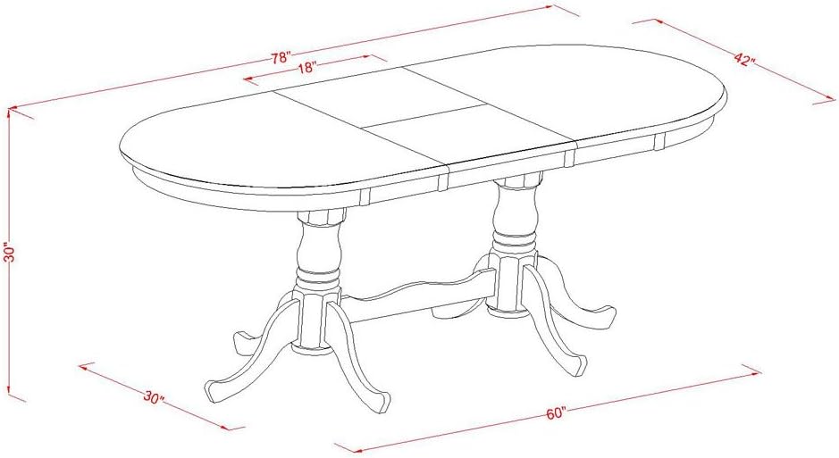 East West Furniture PLNI7-BCH-W 7 Piece Dining Set Consist of an Oval Dining Room Table with Butterfly Leaf and 6 Wood Seat Chairs, 42x78 Inch, Black & Cherry