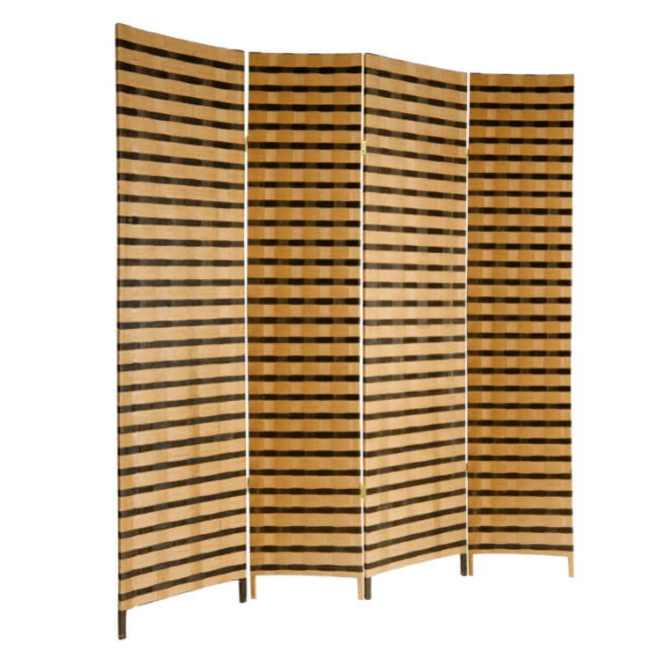 Oriental Furniture 6 ft. Tall Two Tone Natural Fiber Room Divider - 4 Panel