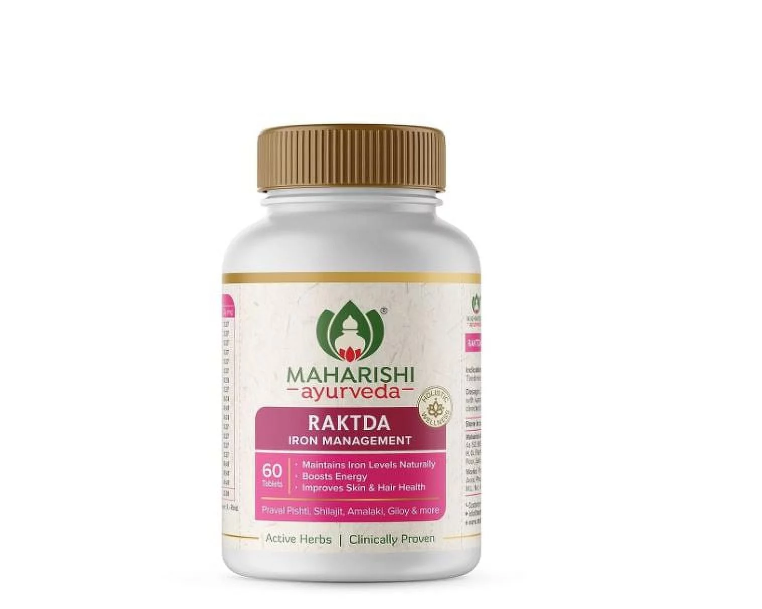 Maharishi Ayurveda Raktda Iron Management Tablets For Men And Women| Ayurvedic Iron Supplement With Vitamin C,Calcium