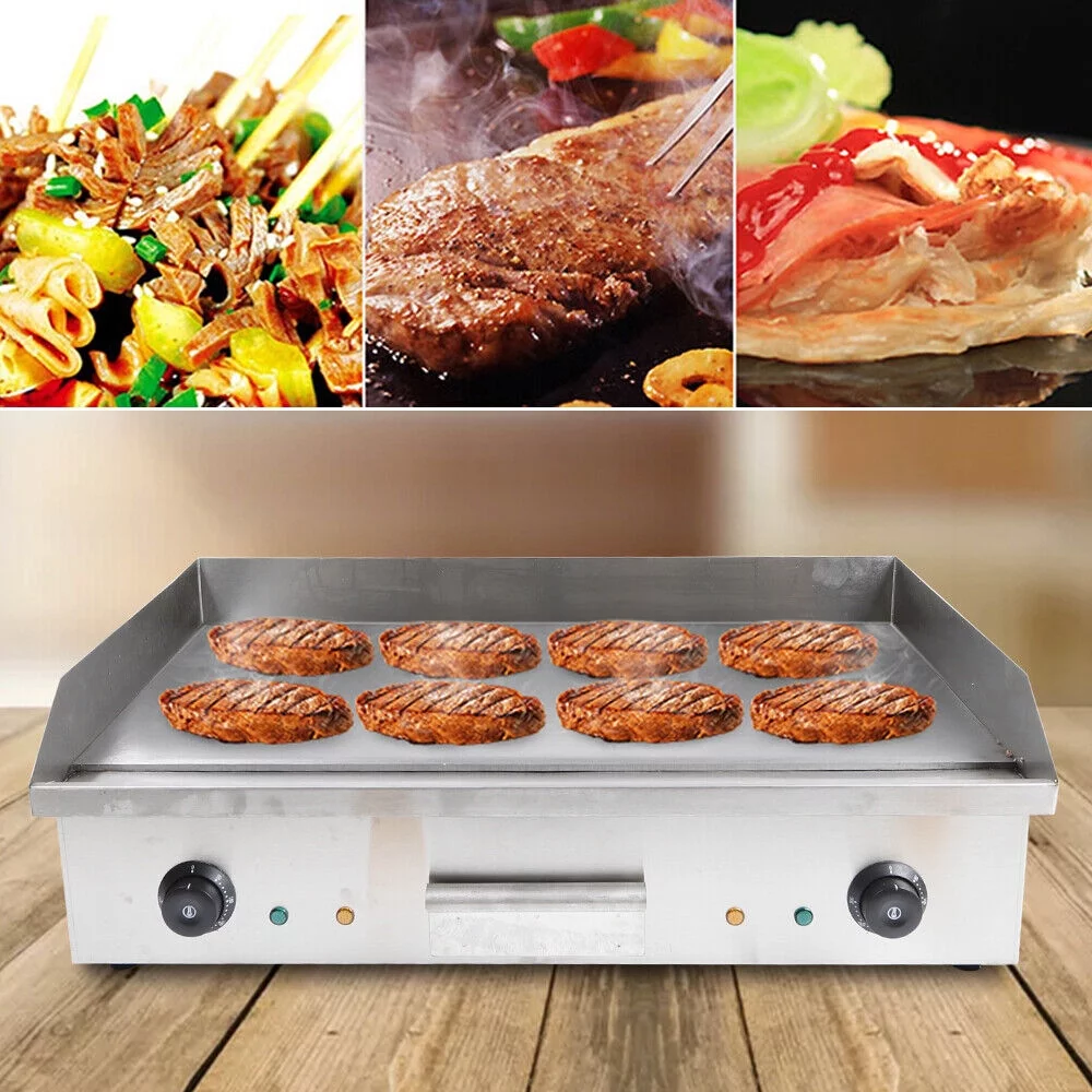 Miumaeov 29inch Commercial Electric Countertop Griddle Stainless Steel Flat Top Grill BBQ Hot Plate 50°C to 300°C Adjustable 4400W 110V