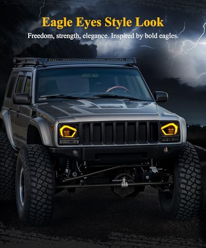 Partsam 2025 H6054 LED Headlights 7x6 5x7 Headlamp Hi/Low Sealed Beam Lights [DOT] [Start & End Animation] [Anti-glare] [DRL] [Sequential Turn Signal] Compatible with Cherokee XJ Wrangler YJ D21 etc