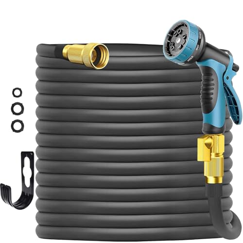 Garden Hose 100 ft, Lightweight No-Kink Leakproof Water Hose with 10 Functions Spray Nozzle and 3/4