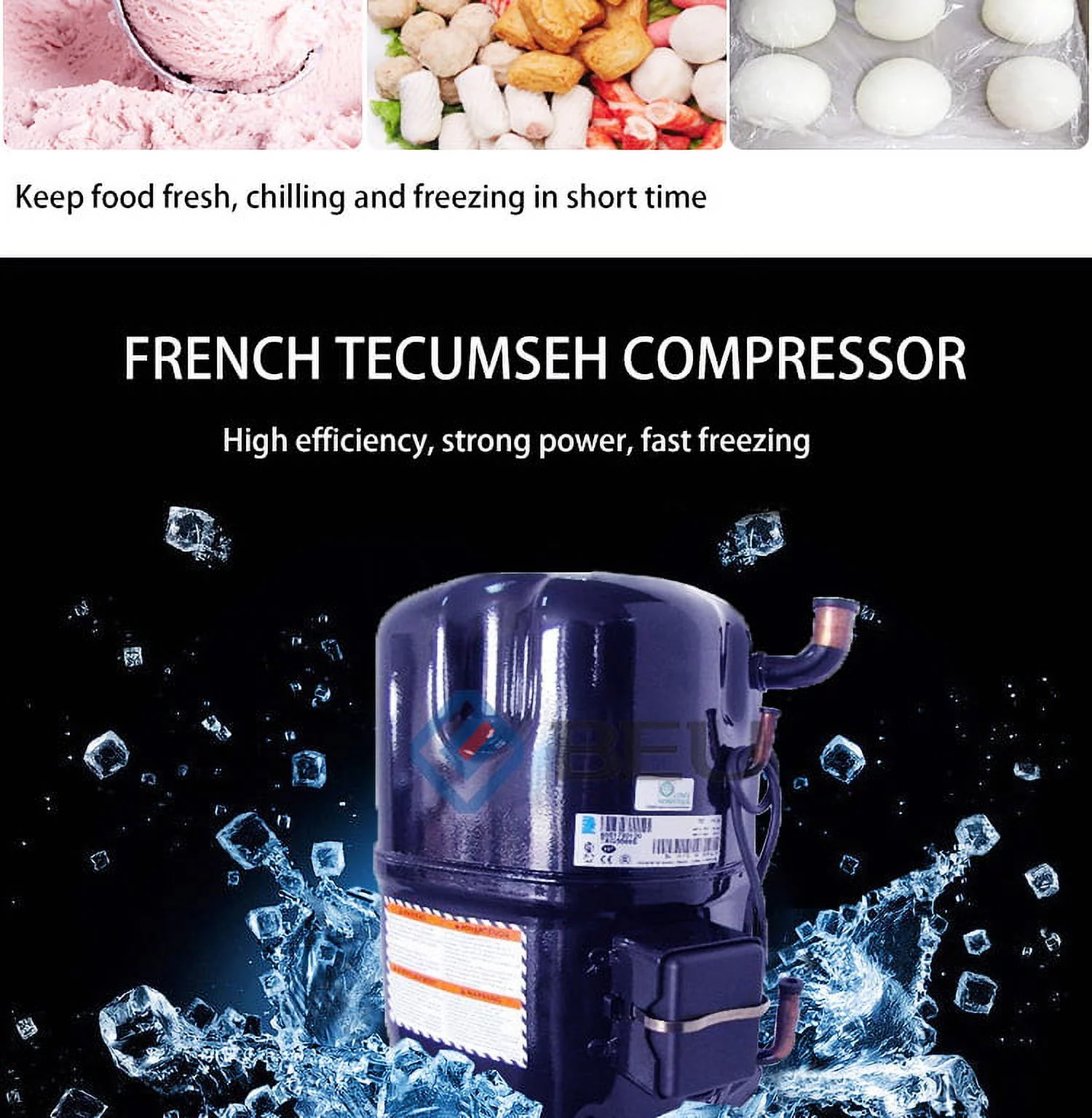 Kolice Commercial 3 Trays Blast Chiller & Freezer, Chest Freezer, Blast Freezer, Dumpling Freezer, Batch Freezer for Hard ice Cream, Chicken, Fish, Dessert etc