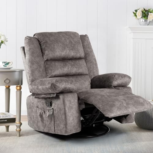Recliner Chair Massage Rocker with Heated Modern Ergonomic Lounge 360 Degree Swivel Single Sofa Seat Living Room Lounge Recliners on Clearance Foam Filling