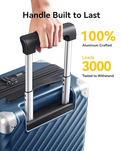 LUGGEX Luggage with Spinner Wheels, Polycarbonate Expandable Hard Shell Suitcase, Carry On 20 Inch, Charcoal Metallic