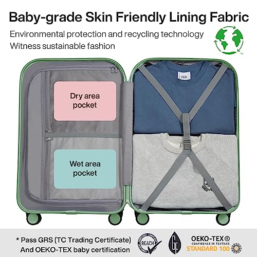 mixi Upgrade Carry on Luggage 14 Inch Underseat Personal Item Suitcases with Spinner Wheels, Hardside Rolling Suitcase PC with TSA Lock Lightweight Travel Case, Fine Grid Black