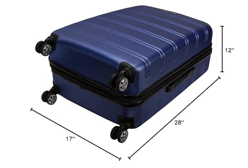 Rockland Melbourne Hardside Expandable Luggage with Spinner Wheels, Blue, Checked Large 28