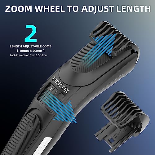 VIKICON Men's Beard Trimmer with 40 Length Adjustable Precision Dial Professional Cordless Hair Clipper w/2 Combs, Rechargeable Hair Trimmer for Mustache,Ultra Sharp Stainless Blade,Gift for Men