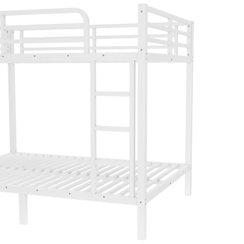 Heavy Duty Bunk Bed Frame with Ladder, Twin XL Over Twin XL Bunk Beds with Safety Guardrails, Adults Bunk Beds with Noise-Reducing Rubber Stoppers, Easy Assemble, Black