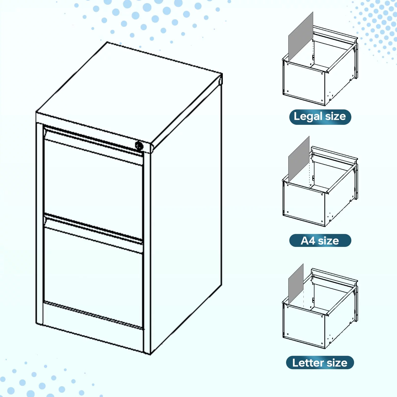 STANI 2 Drawer File Cabinet on Wheels, Home Office Mobile File Cabinet Under Desk with Lock, Vertical Files with 2 Drawers for Legal/Letter/A4 Files