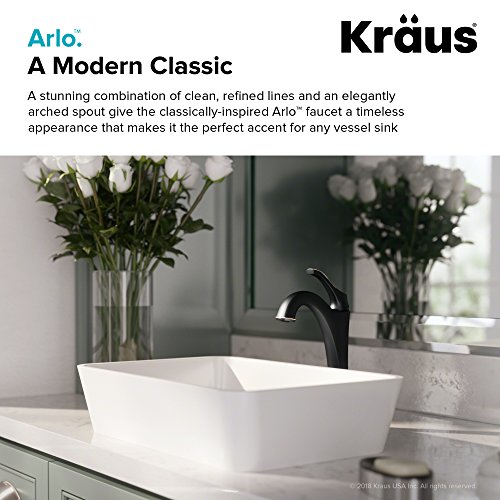 KRAUS KVF-1200BG Arlo™ Brushed Gold Tall Vessel Bathroom Faucet with Pop-Up Drain
