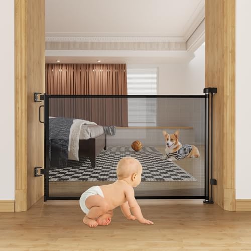 Magshion Retractable Baby Gate, Extra Wide Mesh Dog Gate, 4