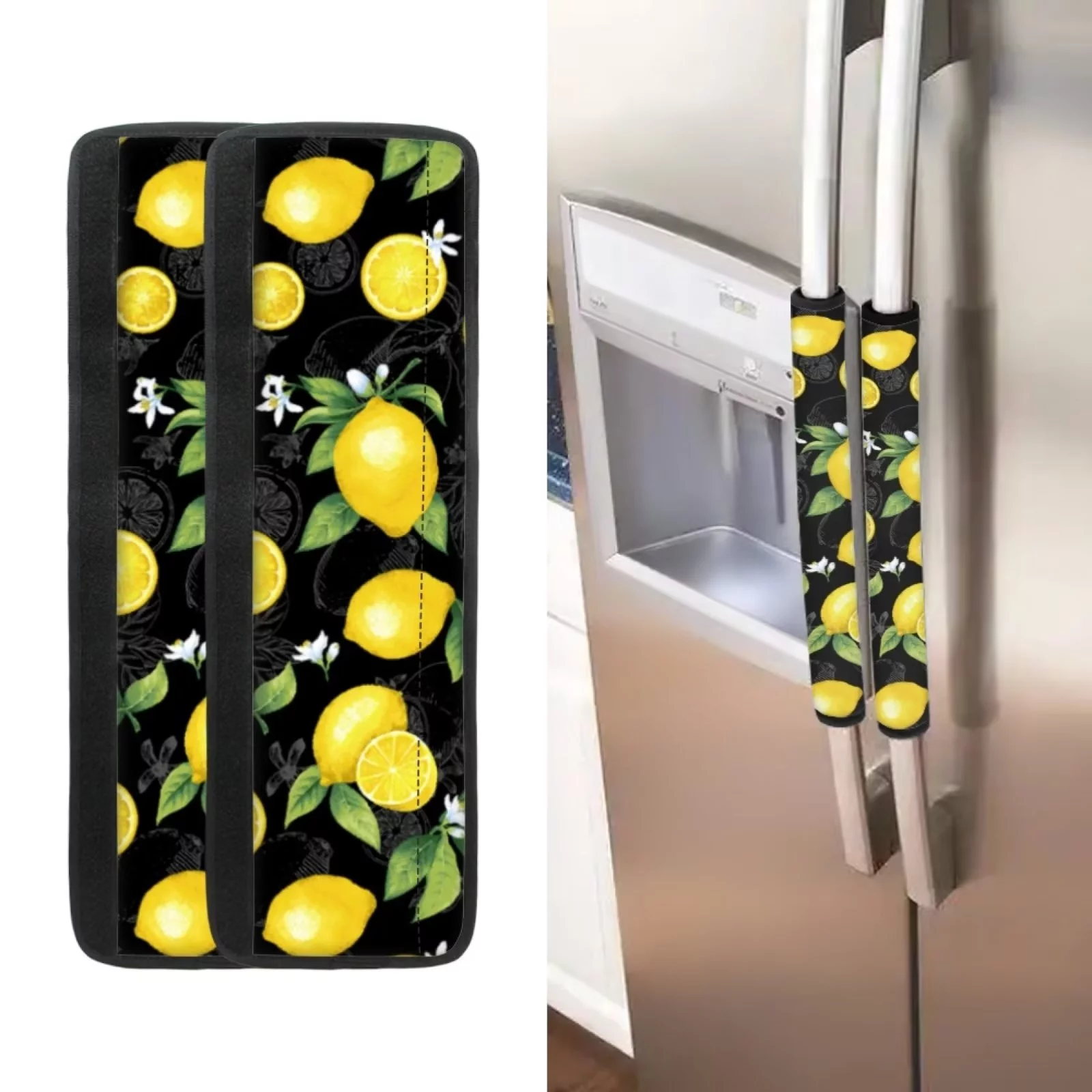 Kuiaobaty Refrigerator Door Handle Cover for Dishwasher,Microwave,Fridge,Oven 4 Pieces Keep off Liquid Drips Oil Food Stains Lemon Kitchen Appliance Handle Sleeves