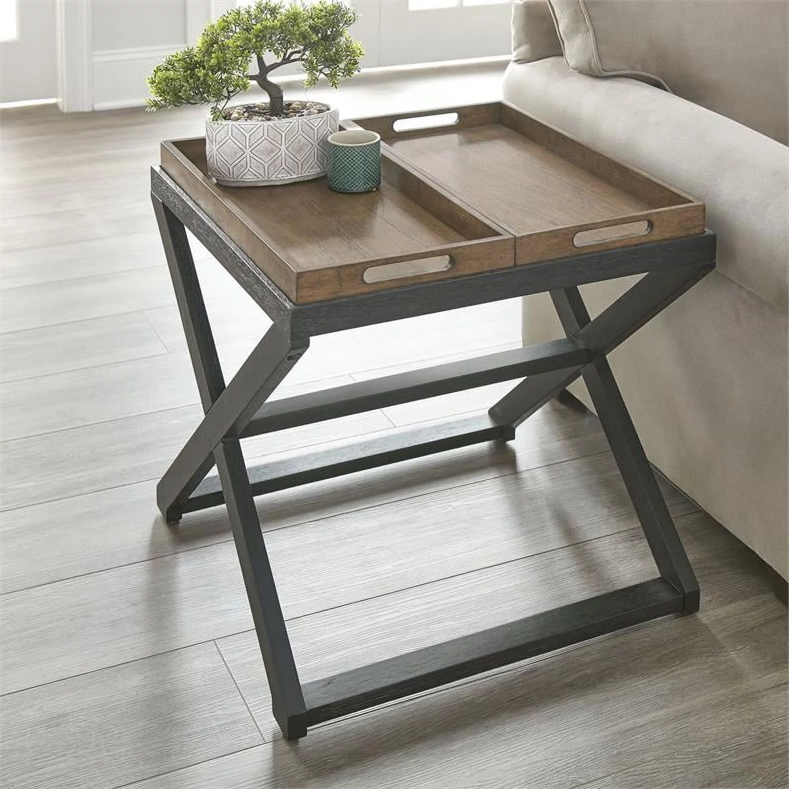 Topeka Walnut and Ebony Solid Wood End Table