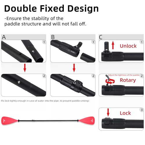 LEDONNE SUP Paddle 4-Piece Adjustable Kayak Paddle Floating Lightweight Paddle Board Oar with Aluminum Alloy Shaft and 2 Nylon Blades Best Price Based on Our 3 Million Sets Per Year 500 bought monthly