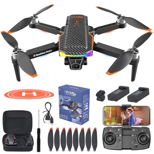 Drone with Camera for Adult Beginners and Kids,Foldable FPV,Brushless Motor,One Key Take Off/Land, Optical Flow Positioning, 360° Flip, Waypoint Fly,2Battery,Gift for adults,kids,beginners
