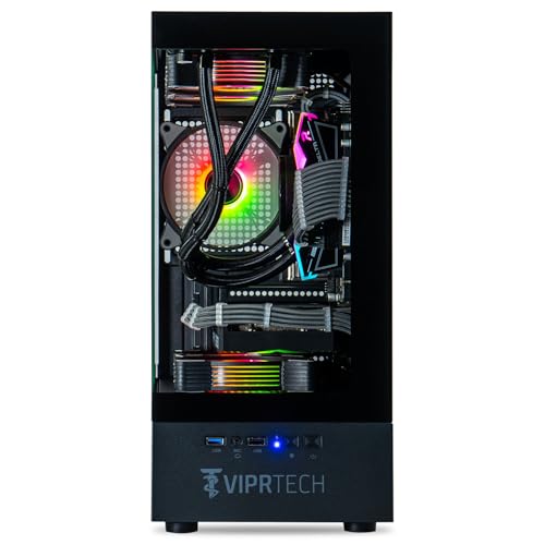 ViprTech Reaper 3.0 Liquid-Cooled PC - AMD Ryzen 7 7700 (5.3Ghz Turbo), RTX 4070 Super 12GB, 32GB DDR5 6400, 2TB NVMe SSD, 800W Gold, VR-Ready, WiFi BT, Win 11, Gaming Desktop Computer Black