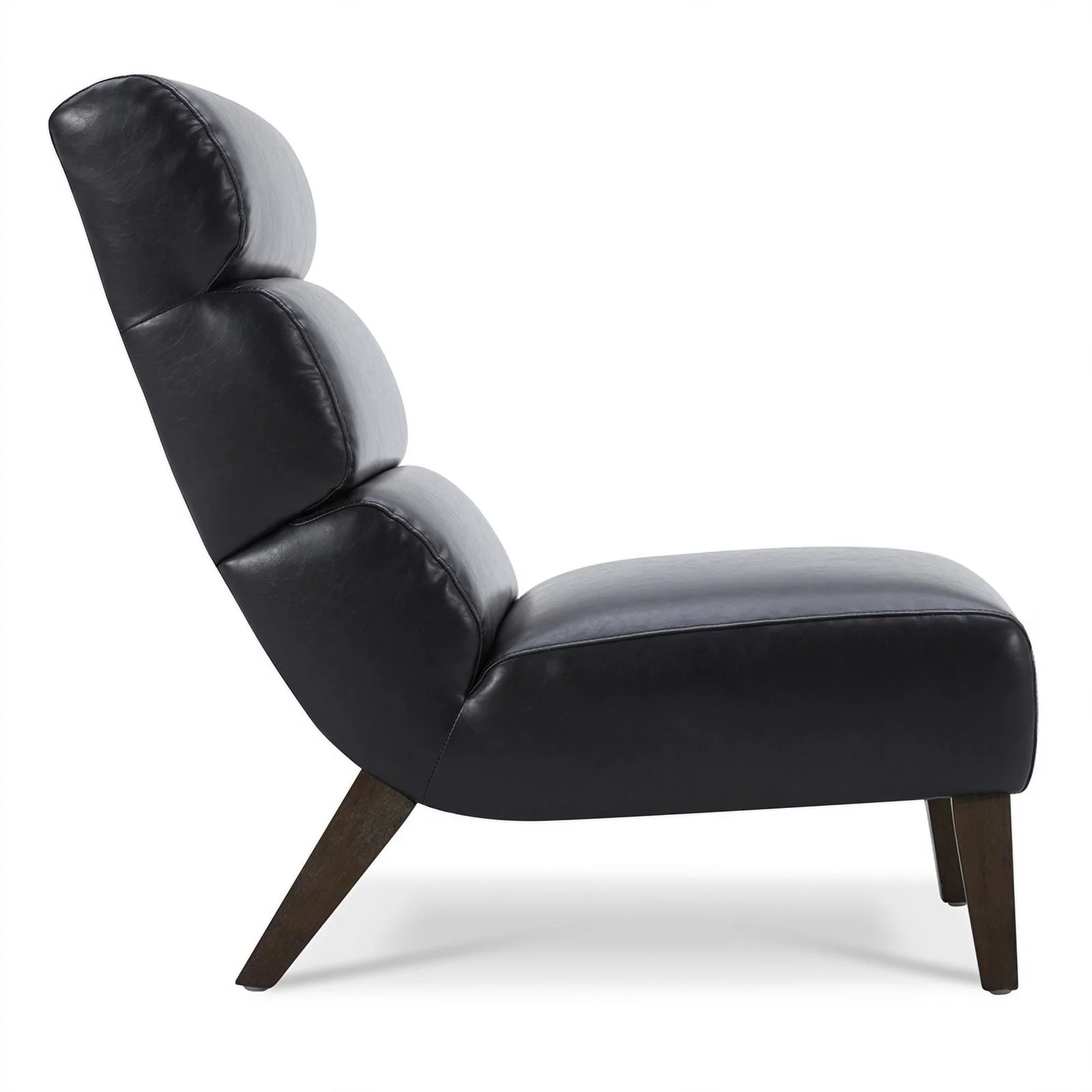 Maddie Home Modern Faux Leather Armless Accent Chair in Black