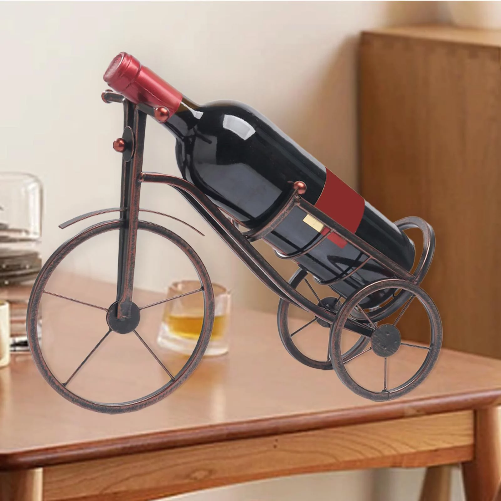 Retro Bike Shape Rack, Creative Countertop Display Holder, Champagne Holder Stand, Single Bottle Shelf Bike Shaped