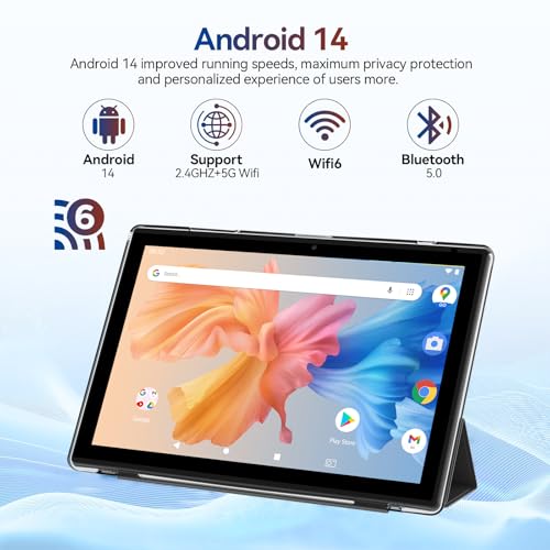 Android 15 Tablet, 10 Inch 18GB RAM+128GB ROM/2TB Expandable Tablet PC, Quad-core 2.0GHz Processor, 1280*800 10