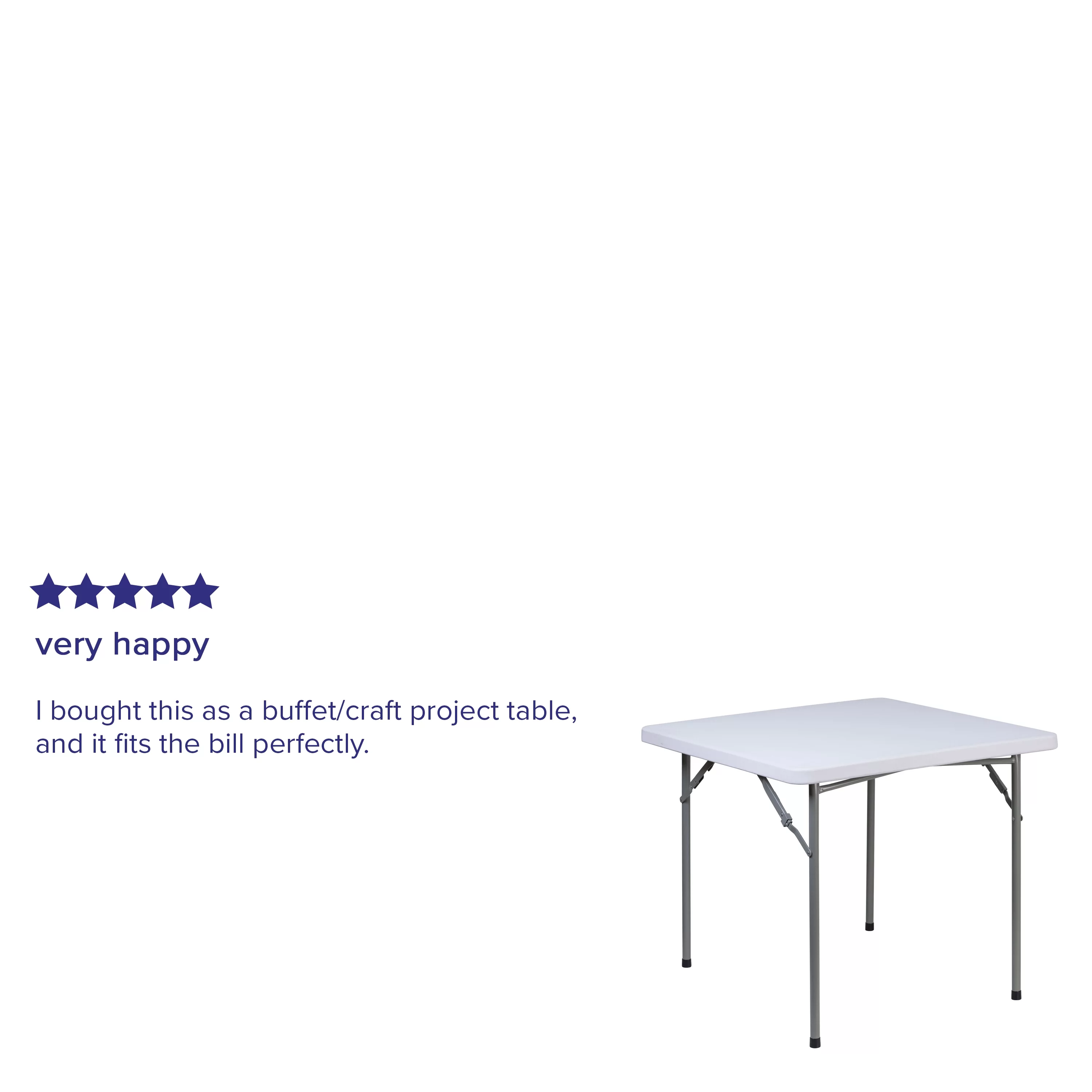 Flash Furniture 2.81-Foot Square Granite White Plastic Folding Table