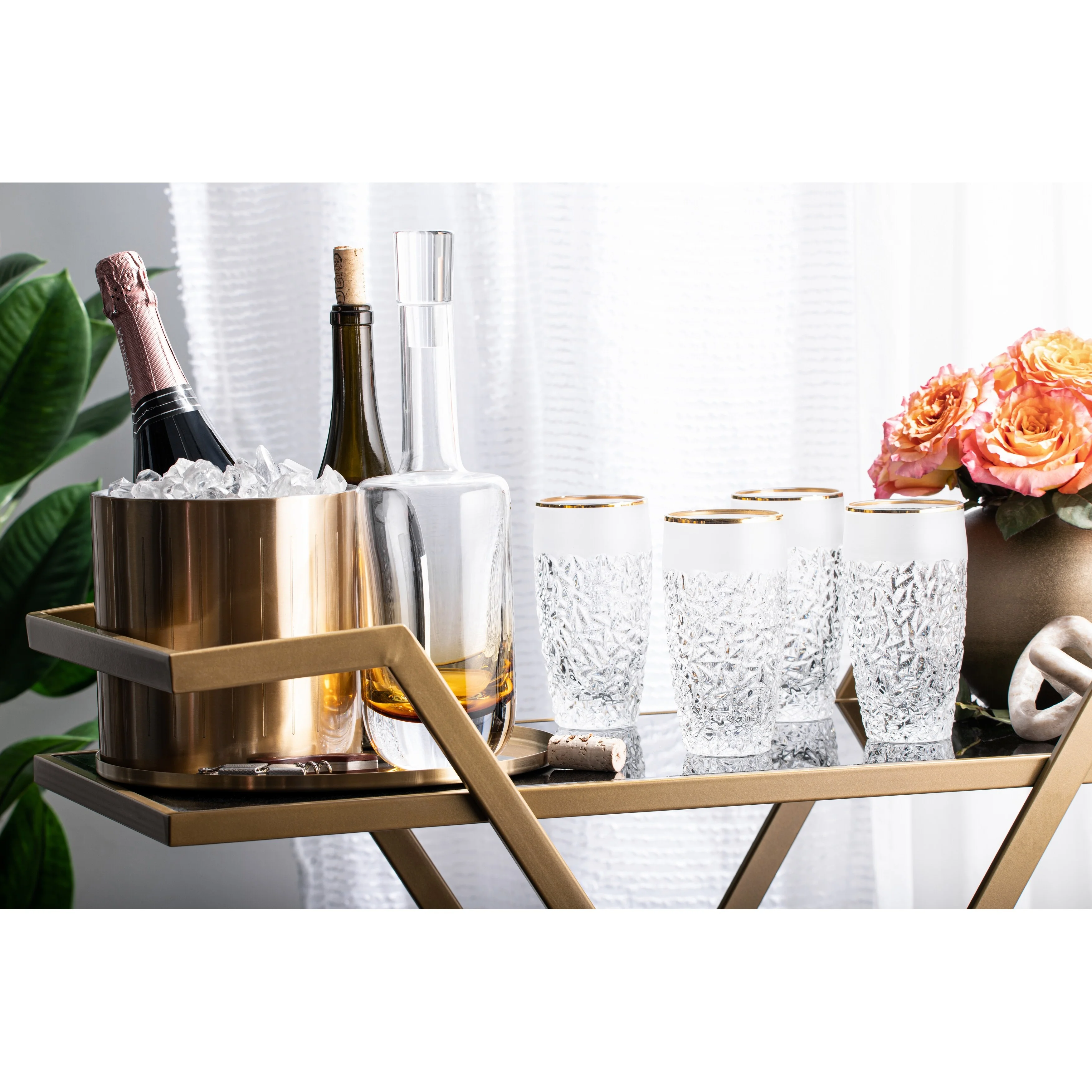 Majestic Gifts Inc. Majestic Gifts In European Crystal Highball Tumbler-S/6-16oz-gold rim