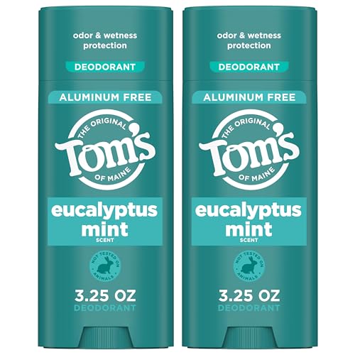 Tom’s of Maine Unscented Natural Deodorant for Women and Men, Aluminum Free, 3.25 oz, 2-Pack