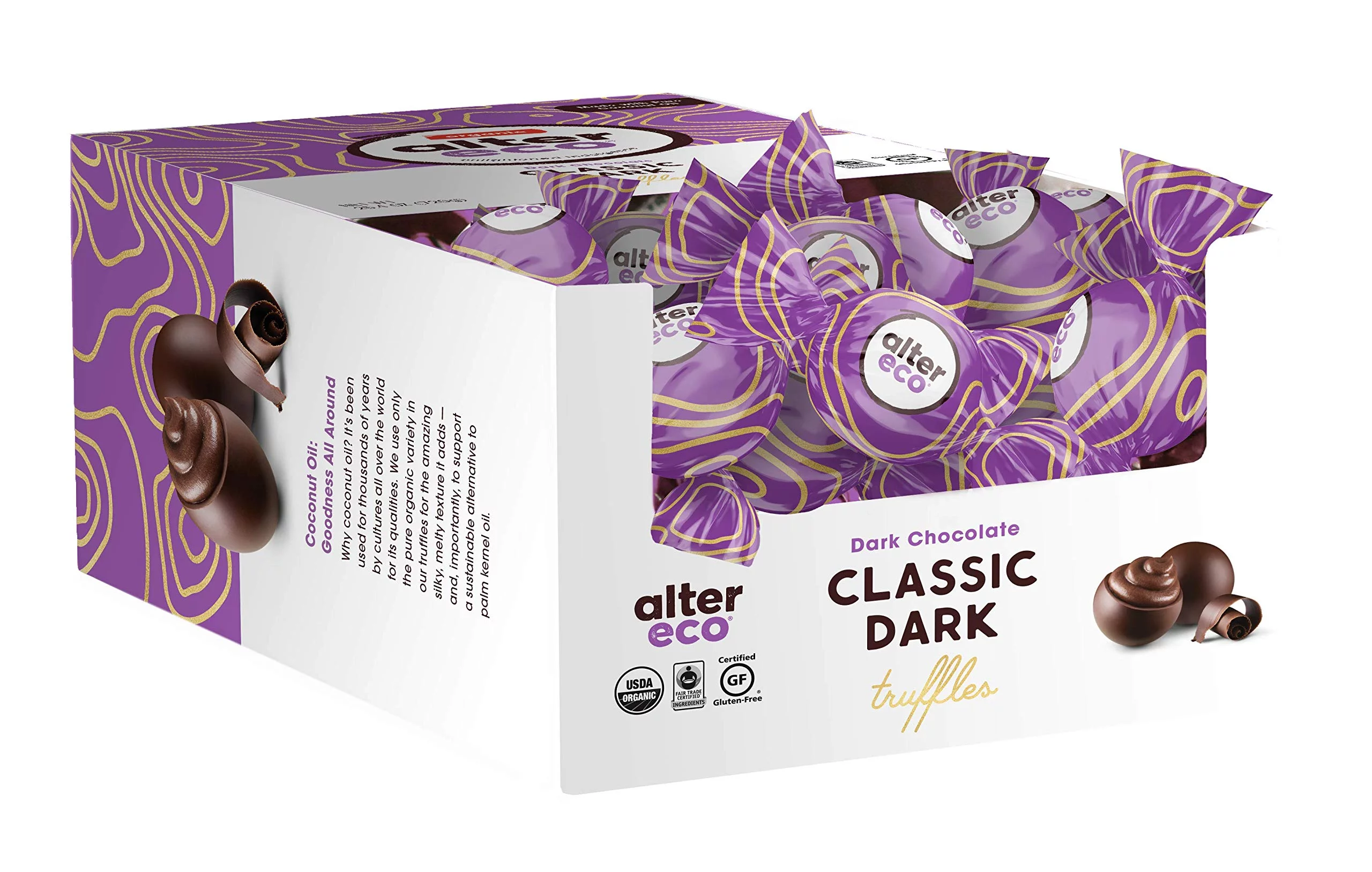 Alter Eco Classic 58% Pure Dark Cocoa Chocolate Truffles, Fair Trade, Organic, Non-GMO, Gluten Free, 60 Count, 25.2 Ounce