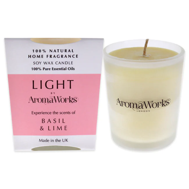 Aromaworks Light Candle Small - Basil and Lime by Aromaworks for Unisex - 2.65 oz Candle