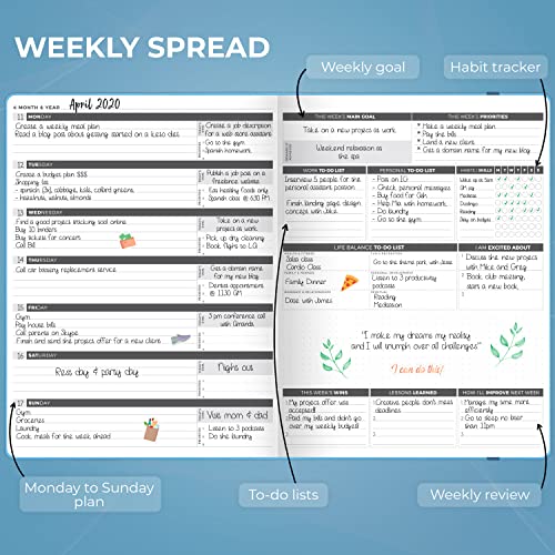 Clever Fox Planner PRO – Weekly & Monthly Life Planner to Increase Productivity, Time Management and Hit Your Goals, 8.5x11″ (Black)