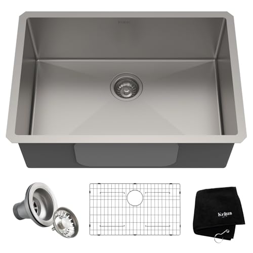 Kraus KHU101-24L Standart PRO 24-inch Undermount 16 Gauge Single Bowl Laundry and Utility Sink, 24 Inch, Tight Radius